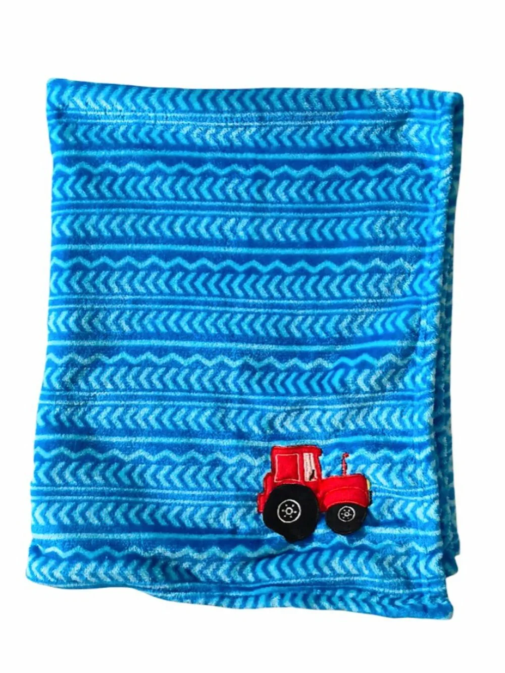 Le Bebe Favorite Red Tractor Truck Zig Zag Blue Security Blanket 34